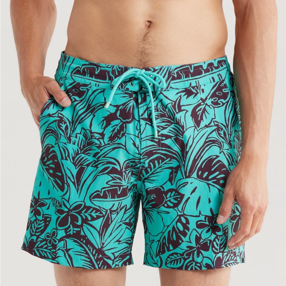 NEW Tori Richard Tradewind Quick Dry 6” Swim Trunks In Aqualine, Men’s Size 38